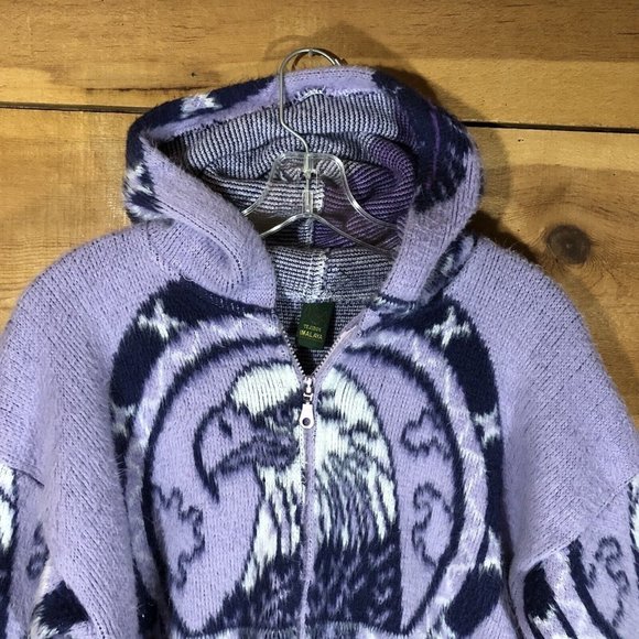 Vintage Tejidos Imalaya Wool Full Zip EAGLE NATIVE AMERICAN Jacket Womens  Sz L - Picture 2 of 11
